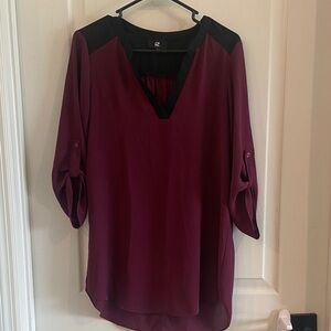 Iz Byer Women's Burgundy and Black Blouse